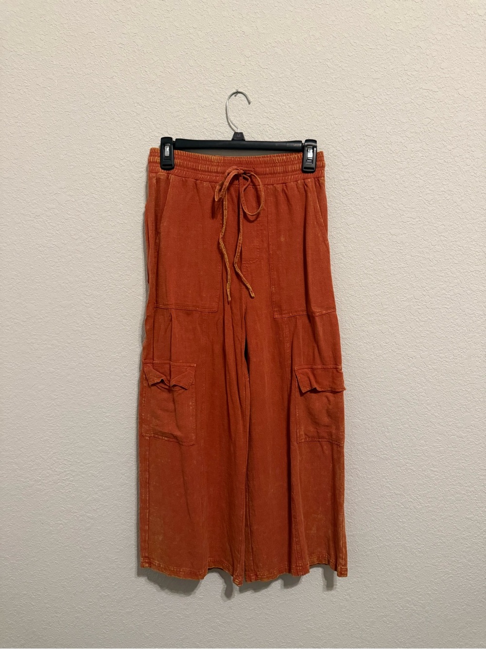 easel Rust Wide-Leg Drawstring Cargo pants | Small